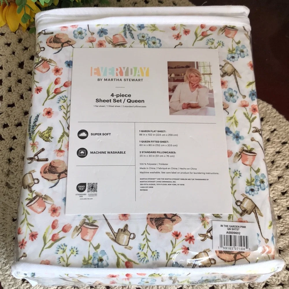Martha Stewart Everyday Garden Print Queen Sheet Set